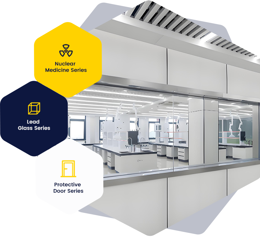 Laboratory equipped with large radiation shielding lead glass window